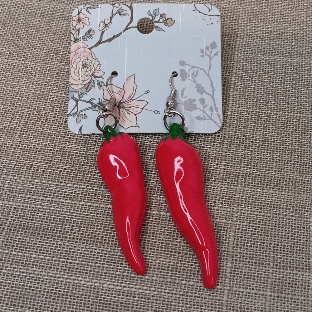Red Chili Pepper Pierced Dangle Earrings